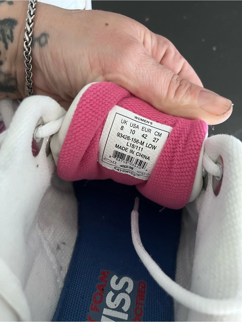 K-Swiss Women’s White Sneakers with Pink Logo Accent
